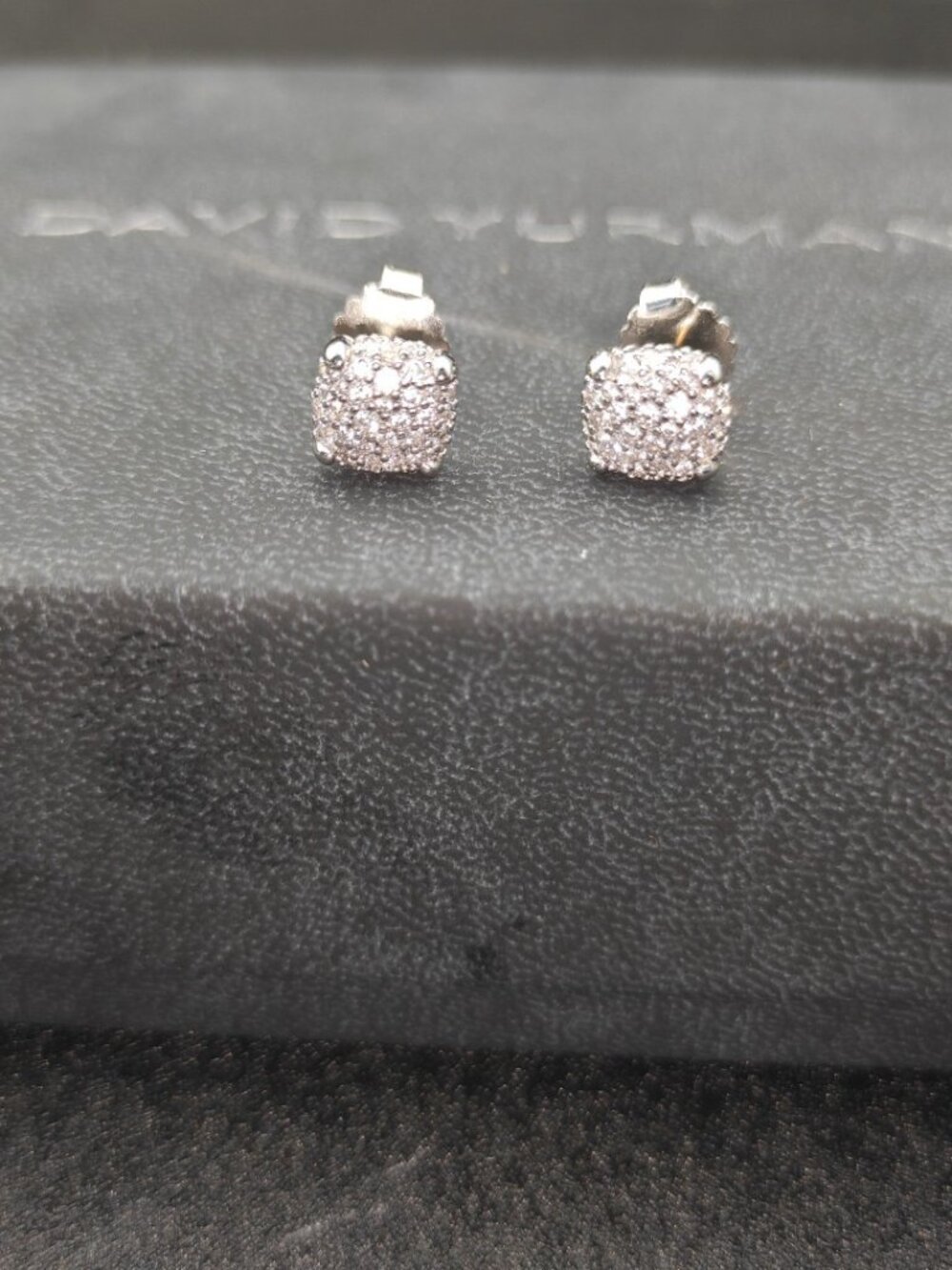 David Yurman Sterling Silver Pave Diamond Stud Earrings